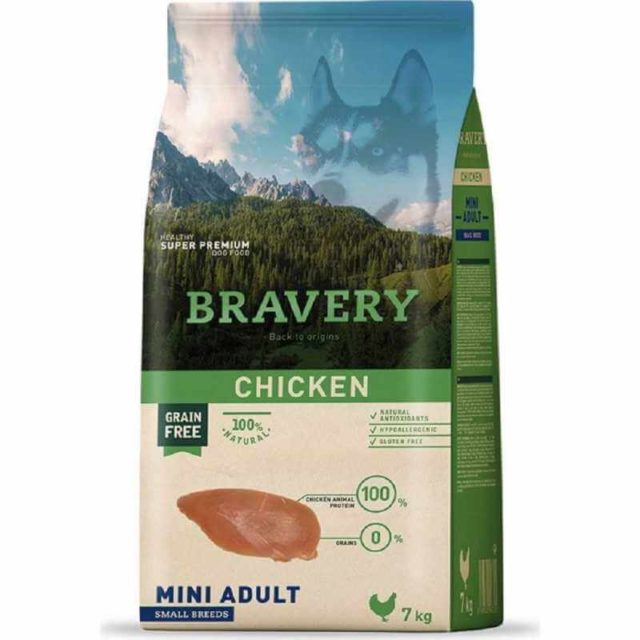 BRAVERY SMALL SANS CEREALES CHIEN ADULTE AU POULET 2Kg