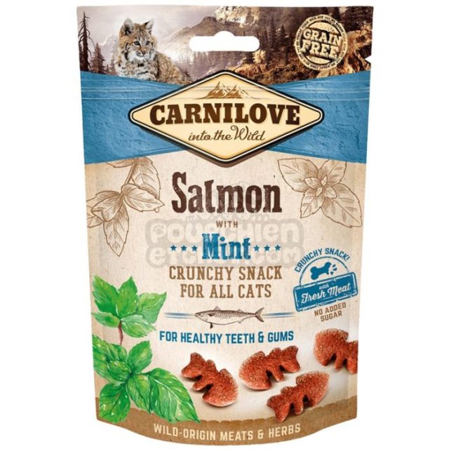 CARNILOVE CRUNCHY SNACK POUR CHAT AU SAUMON & MENTHE 50 GR