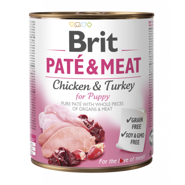 BRIT PATE POULET DINDE POUR CHIOT 800 GR