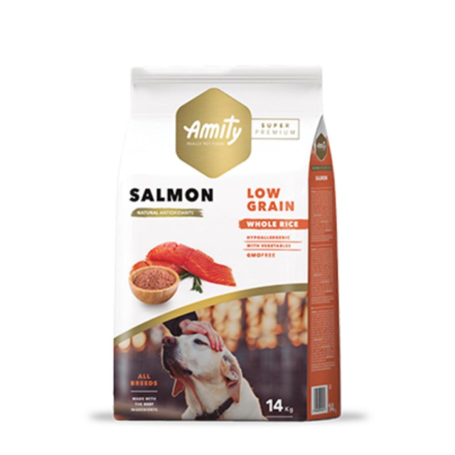 amity low grain chien adulte au saumon 14 kg