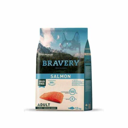 Bravery large/medium sans cereales chien adulte au saumon 12 kg