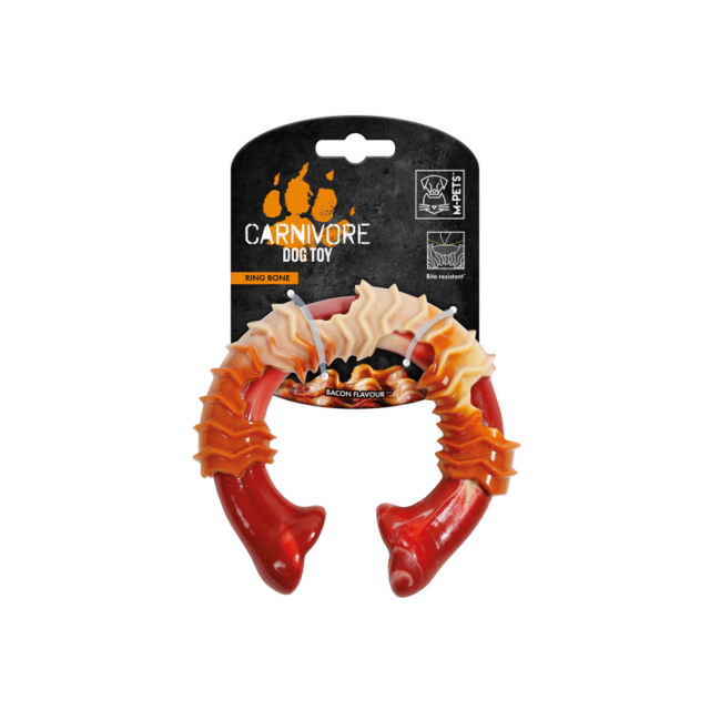 M-PETS Jouet pour chien Carnivore Ring Bone L - Saveur Bacon