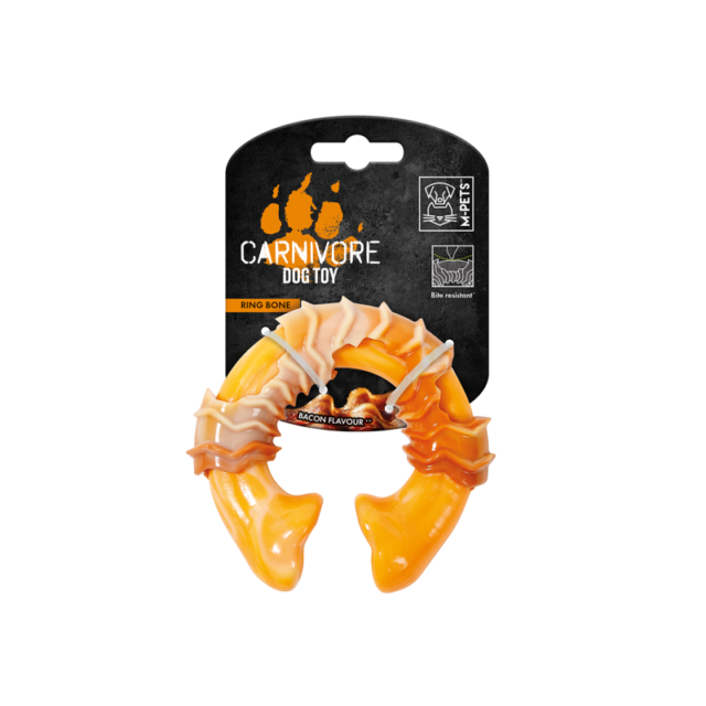 M-PETS Jouet pour chien Carnivore Ring Bone S - Saveur Bacon