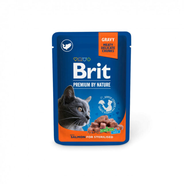 Brit Premium pochon au Saumon pour Chat Sterilisé100g